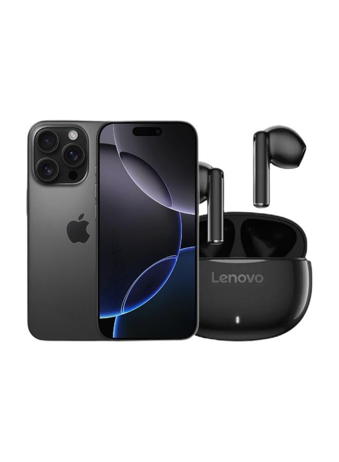 Apple Renewed - iPhone 16 Pro 256GB Black Titanium 5G With FaceTime - International Version & Renewed - E310 True Wireless Stereo Earbuds, Bluetooth 5.3, 13mm Drivers, AI Call Noise Reduction, 20 Hours Playtime, USB-C Charging, Lightweight - Black , with 1-Year Replacement Warranty Bundle - Image 1